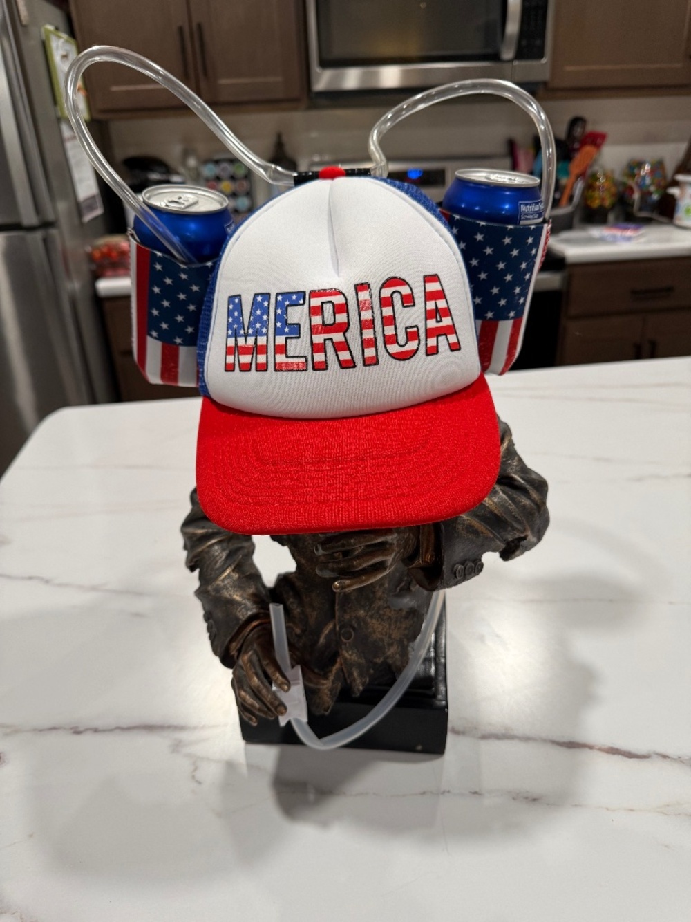 MERICA novelty, drinking hat featuring a patriotic American theme
